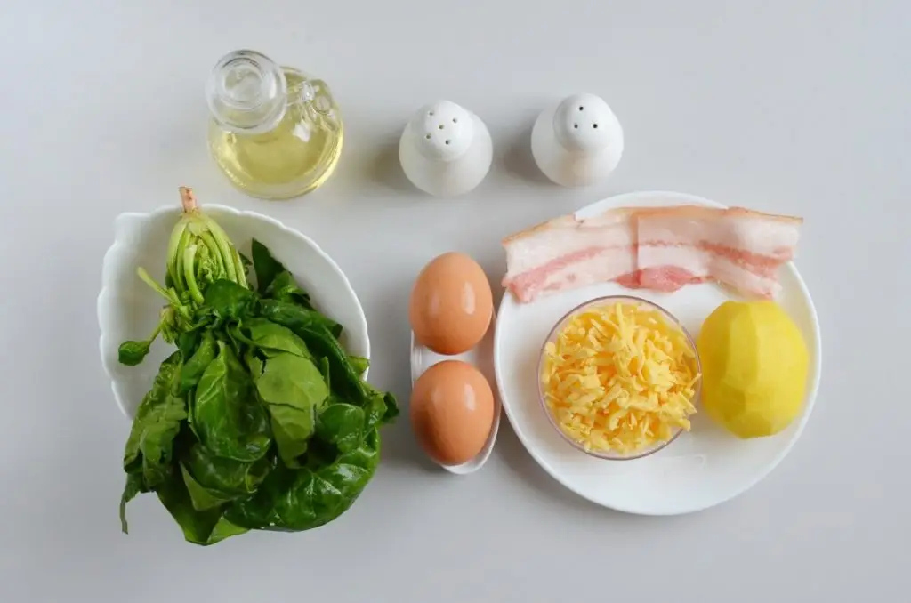 Ingredients for Spinach & Cheese Breakfast Skillet