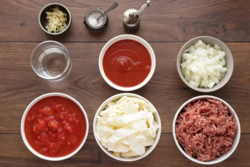 Ingredients for Unstuffed Cabbage Roll