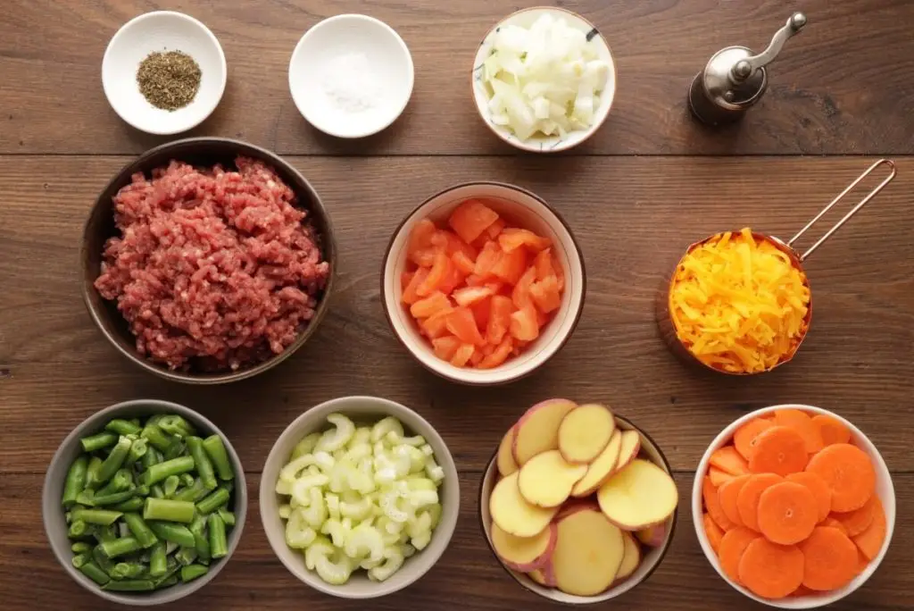 Ingredients for Vegetable Beef Casserole