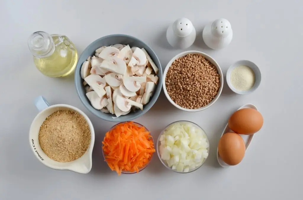 Ingredients for Vegetarian Buckwheat and Mushroom Croquettes