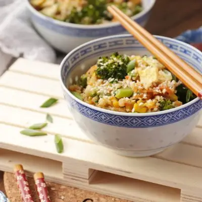 10-Minute Healthy Cauliflower Rice Recipe-Cauliflower Fried Rice-Vegetarian Cauliflower Rice Stir Fry