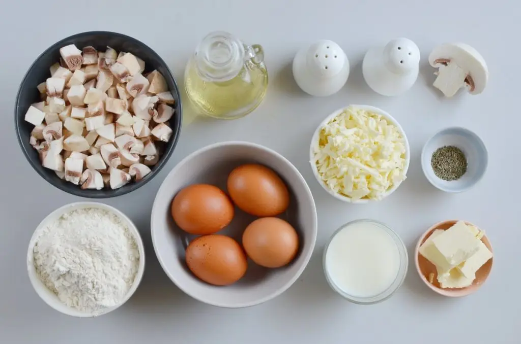 Ingredients for Cheesy Mushroom Gougeres