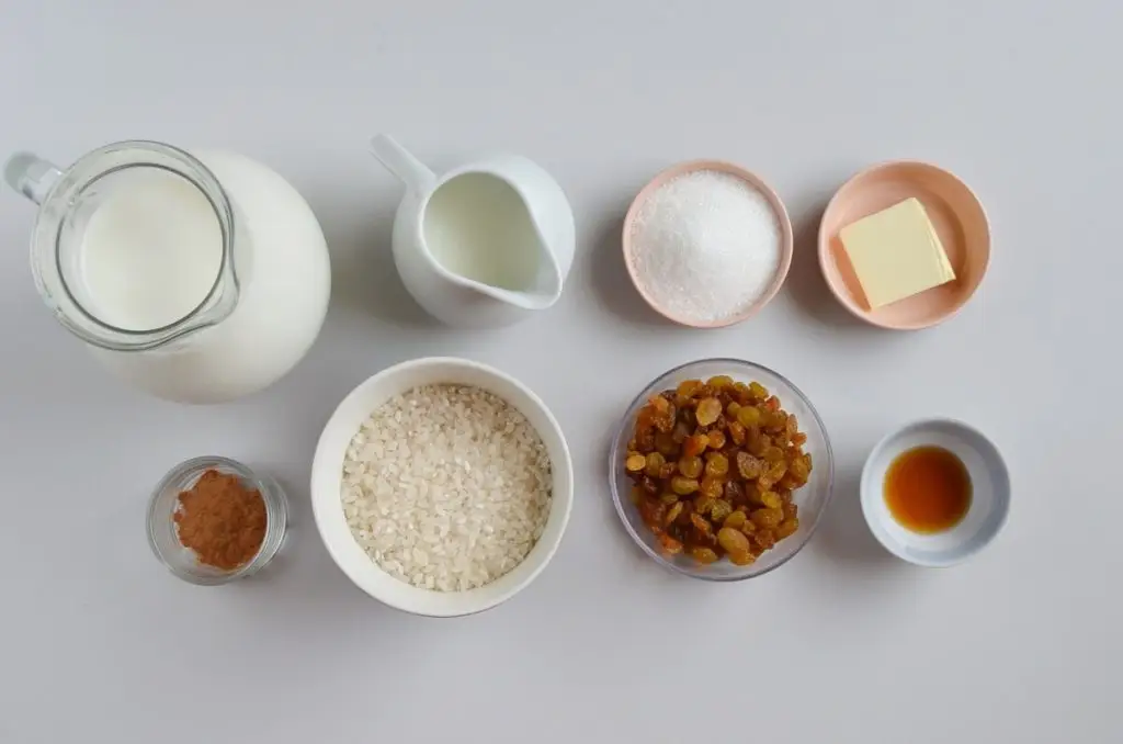 Ingredients for Heavenly Creamy Cinnamon Rice Pudding