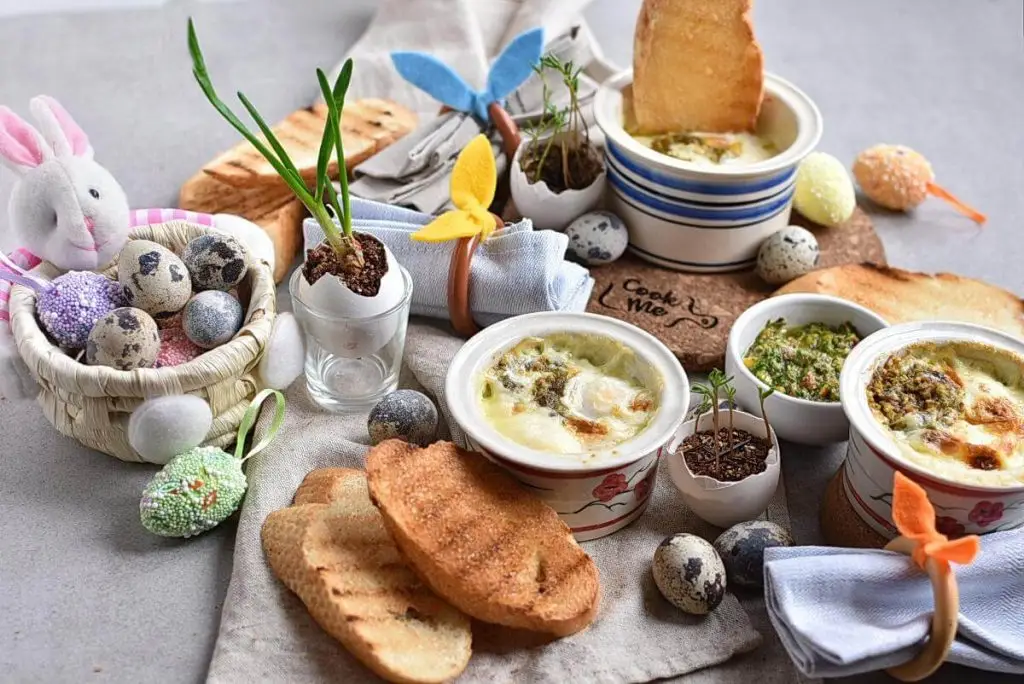 Mint-Pesto Baked Eggs