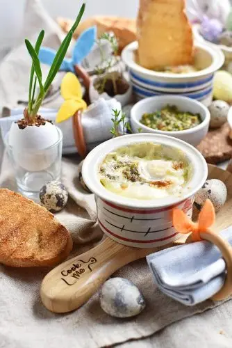 Mint-Pesto Baked Eggs