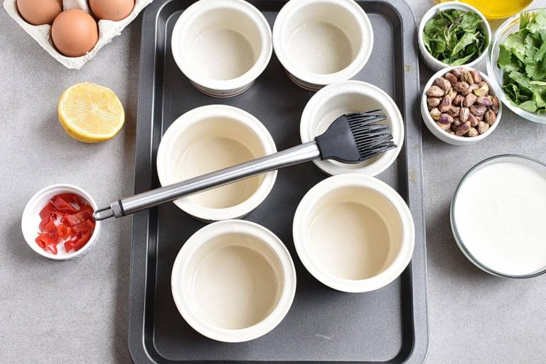 Step 1 - Mint-Pesto Baked Eggs