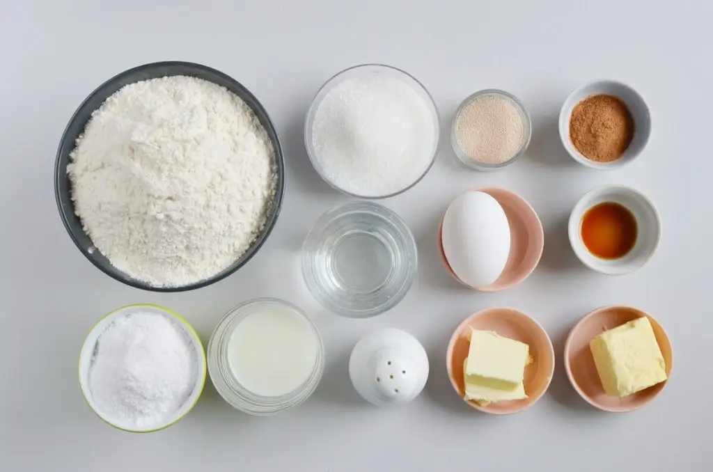 Ingredients for Quick 45 Minute Cinnamon Rolls