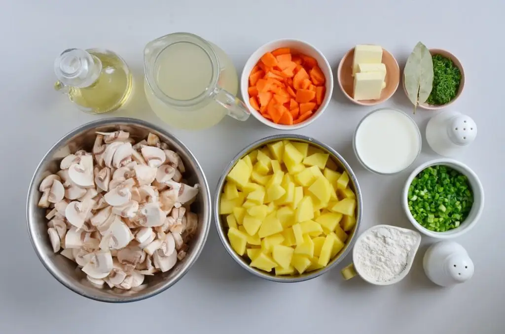 Ingredients for Russian Mushroom and Potato Soup