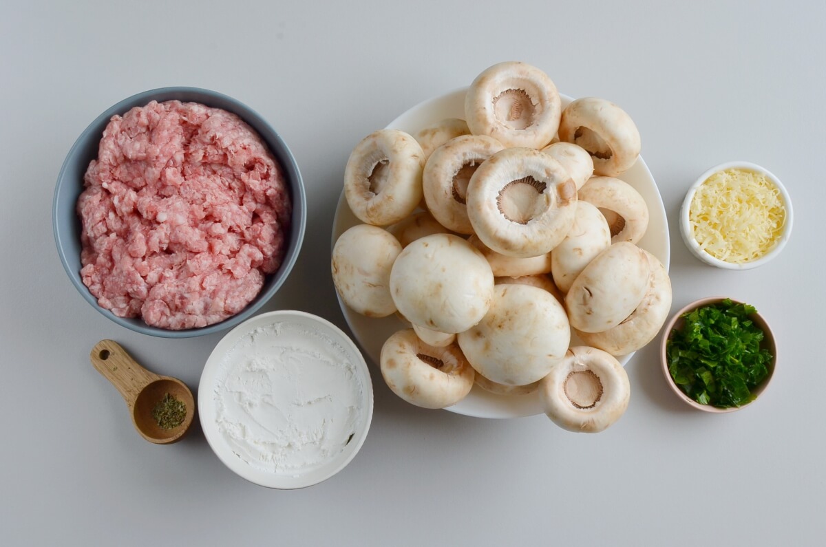 Ingridiens for Sausage Stuffed Mushrooms