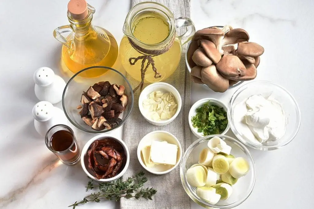 Ingredients for Shiitake Oyster Mushroom Soup
