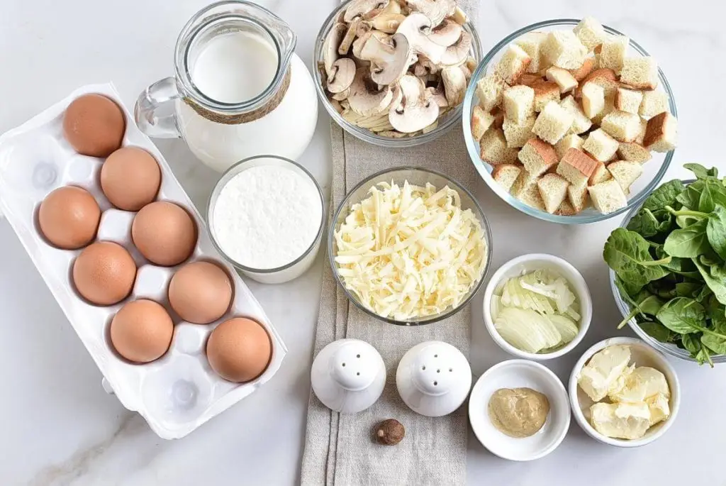 Ingredients for Spinach Mushroom Strata