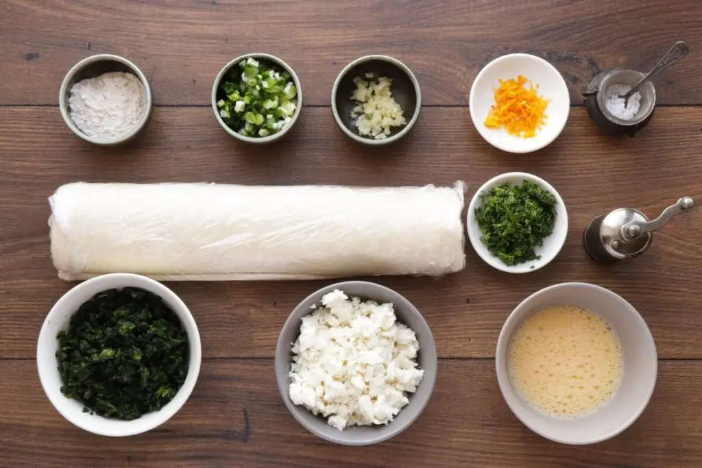 Ingredients for Spinach and Feta Tarte Soleil