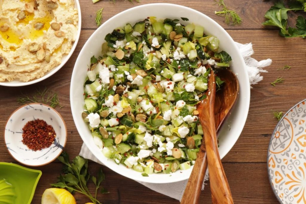 How to serve Veggie-Packed Chopped Salad with Feta and Herbs