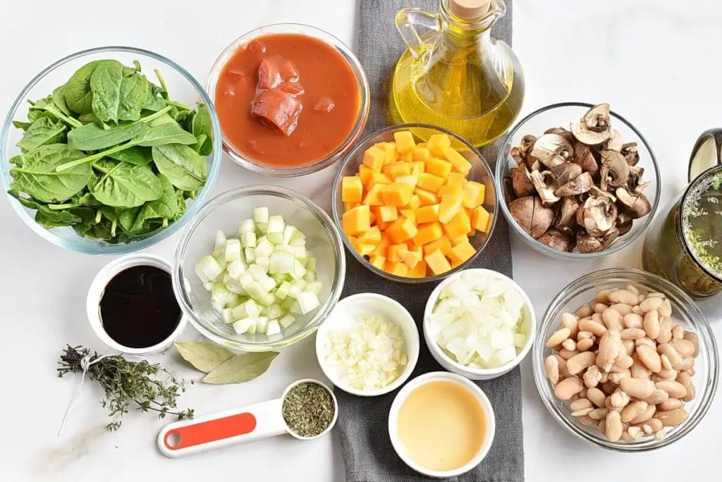 Ingredients for White Bean Tomato Mushroom Soup