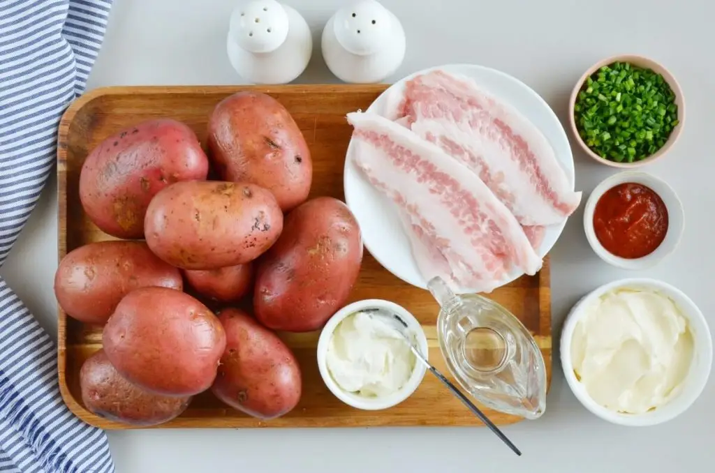 Ingredients for Bacon Sriracha Potato Salad
