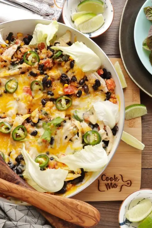 Cheesy Chicken & Black Bean Cauli Rice