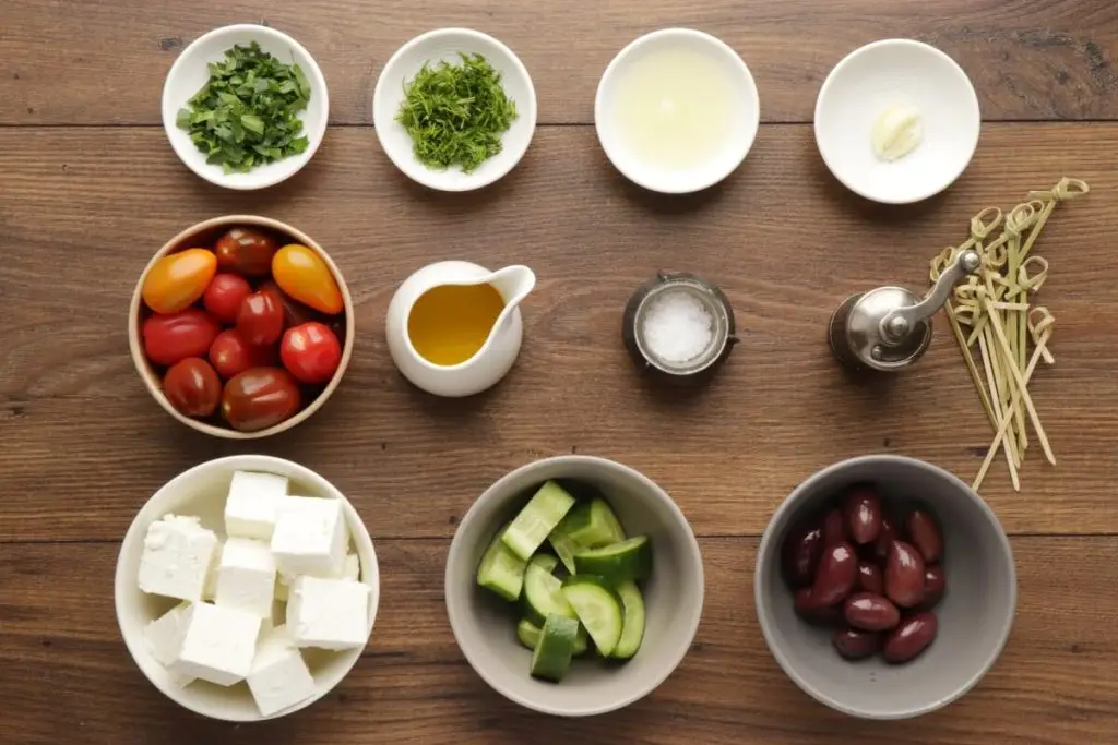 Ingredients for Greek Salad Skewers