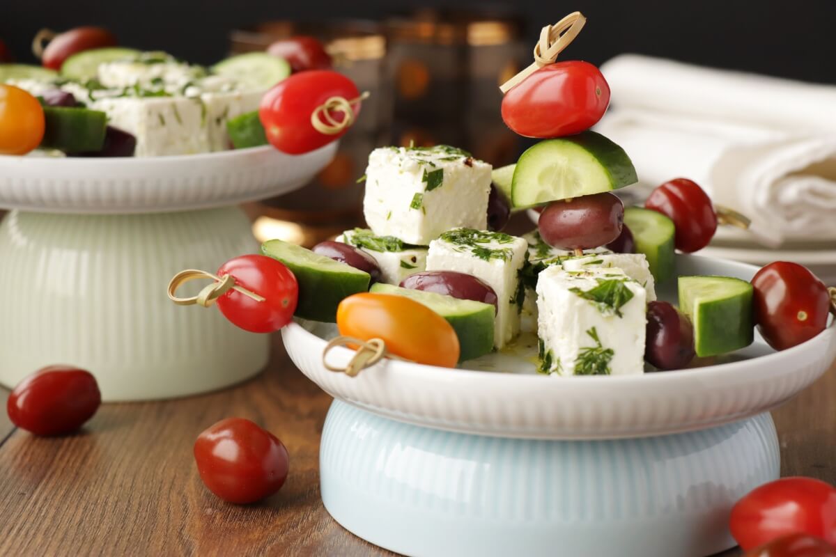 Greek Salad Skewers Recipe-Salad on a Stick-Easy Skewer Recipe