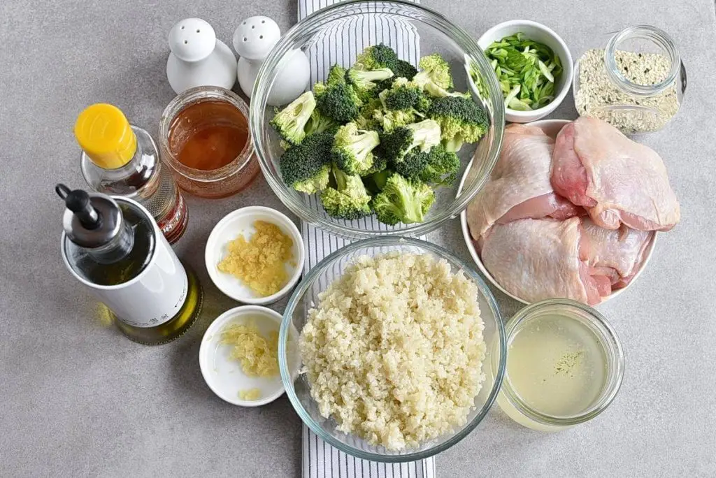 Ingredients for Meal-Prep Honey Sesame Chicken with Broccoli