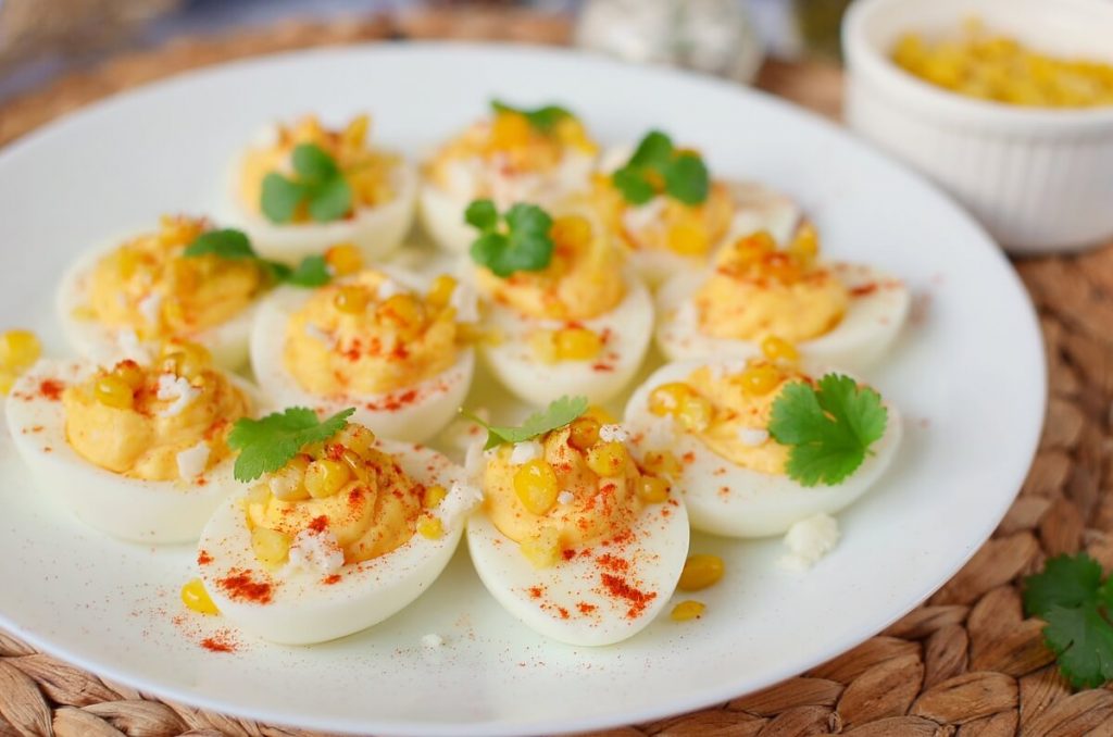 How to serve Mexican Street Corn Deviled Eggs