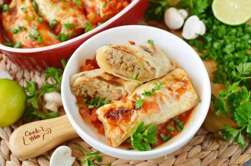 Mushroom Stuffed Vegan Cabbage Rolls