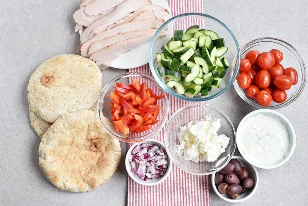 Ingredients for No Cook Greek Pita Bento Box