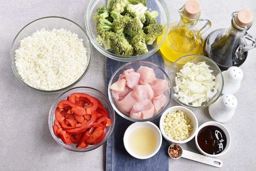 Ingredients for Asian Chicken and Veggies Lunch Box