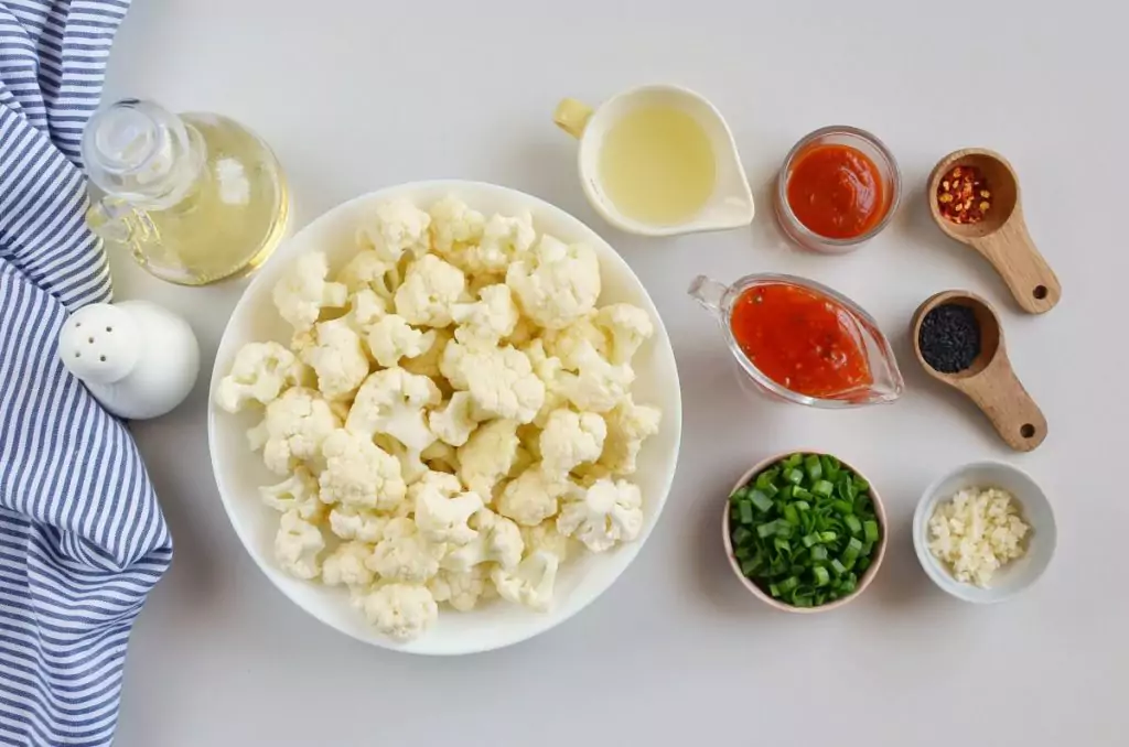 Ingredients for Bang Bang Cauliflower Kebabs