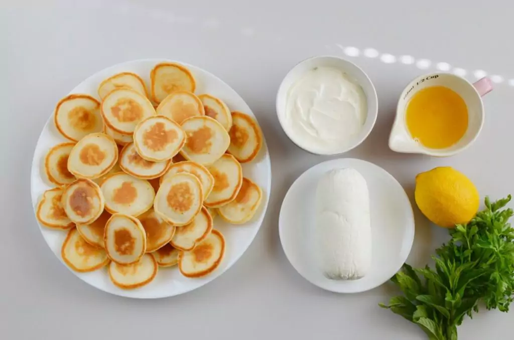 Ingredients for Blinis with Whipped Goat’s Cheese and Honey