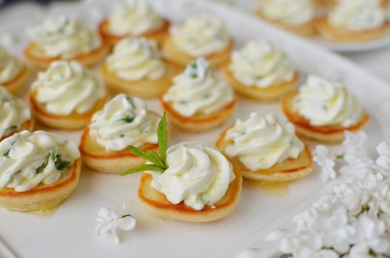 Step 6 - Blinis with Whipped Goat’s Cheese and Honey