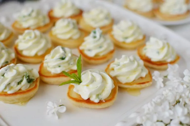 Step 6 - Blinis with Whipped Goat’s Cheese and Honey