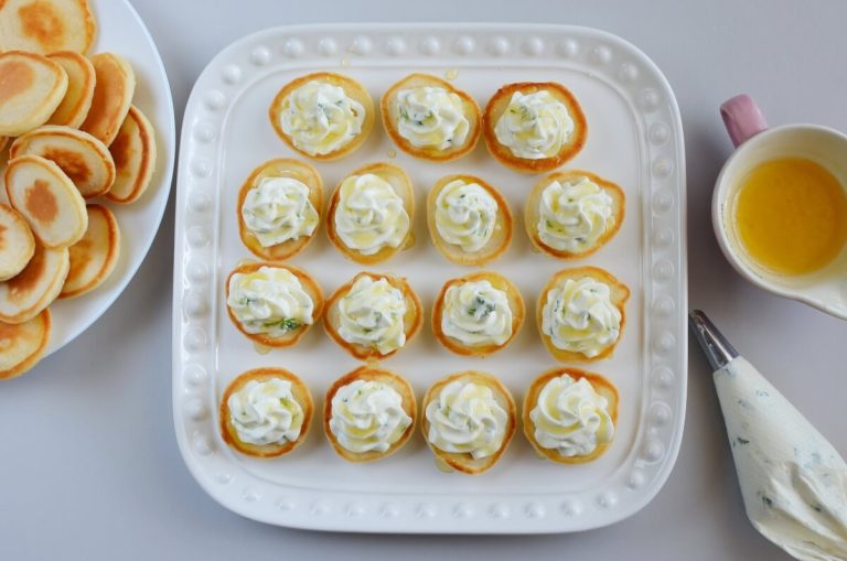 Step 5 - Blinis with Whipped Goat’s Cheese and Honey