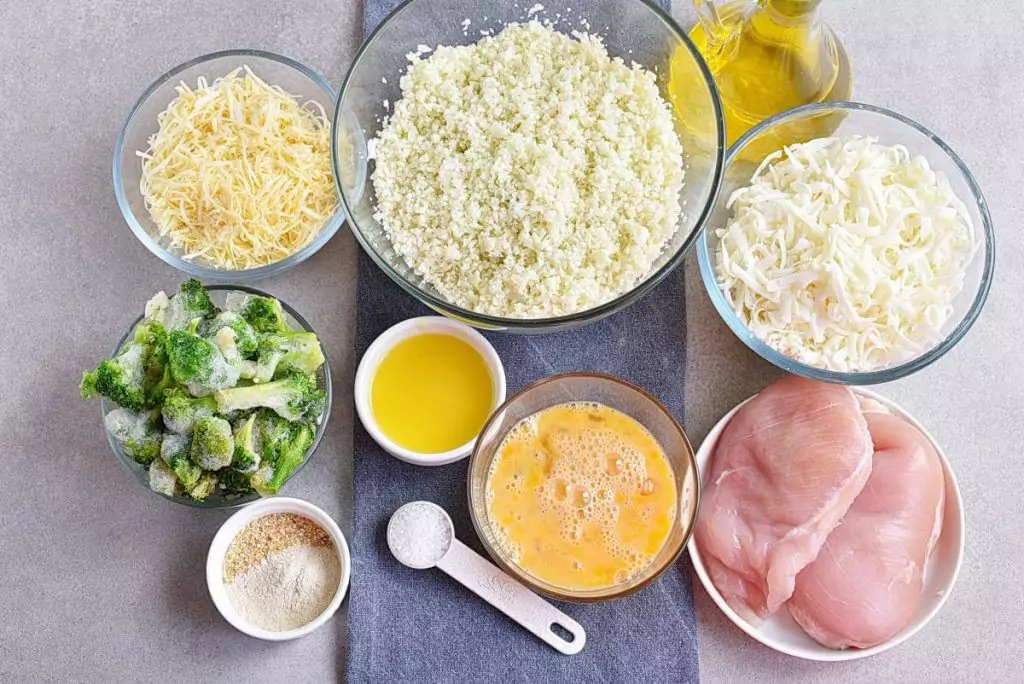 Ingredients for Broccoli Cauliflower Rice Chicken Casserole