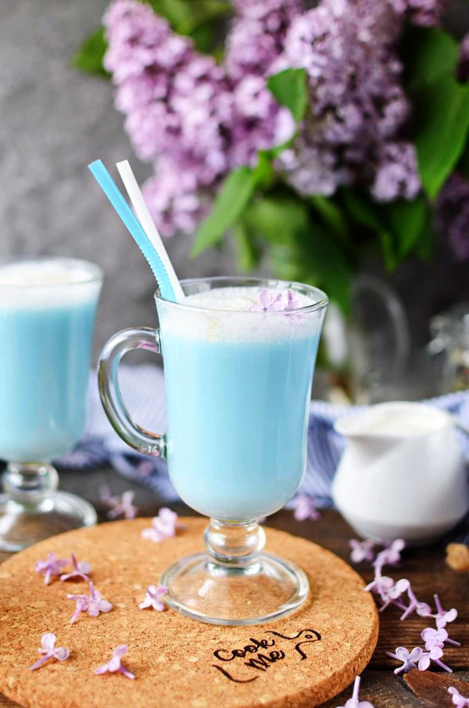 Vibrant blue tea latte