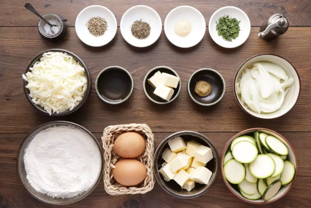 Ingredients for Cheesy Zucchini Quiche