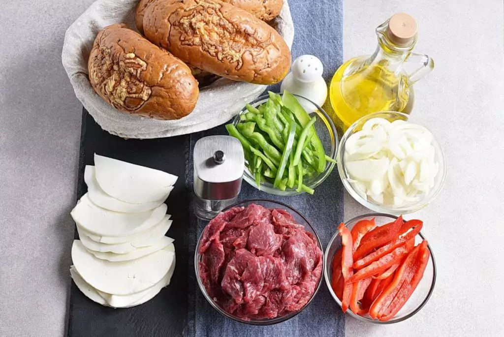 Ingredients for Homemade Philly Cheesesteaks