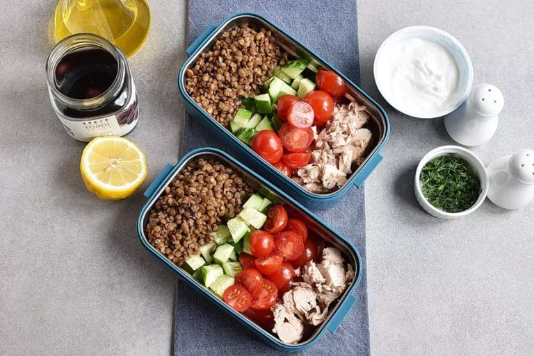 Step 2 - Lentil Greek Salad with Dill Sauce