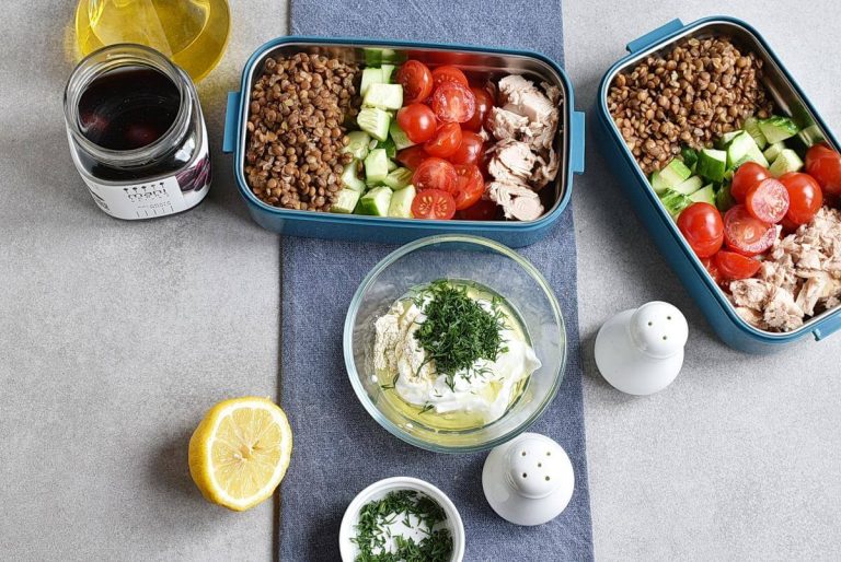 Step 3 - Lentil Greek Salad with Dill Sauce