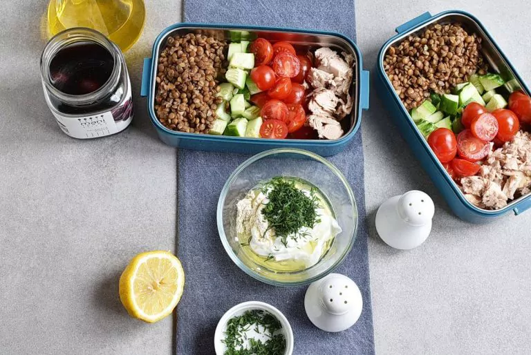 Step 3 - Lentil Greek Salad with Dill Sauce