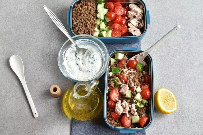 Step 5 - Lentil Greek Salad with Dill Sauce
