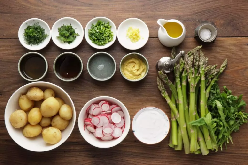 Ingredients for New Potato Salad with Asparagus