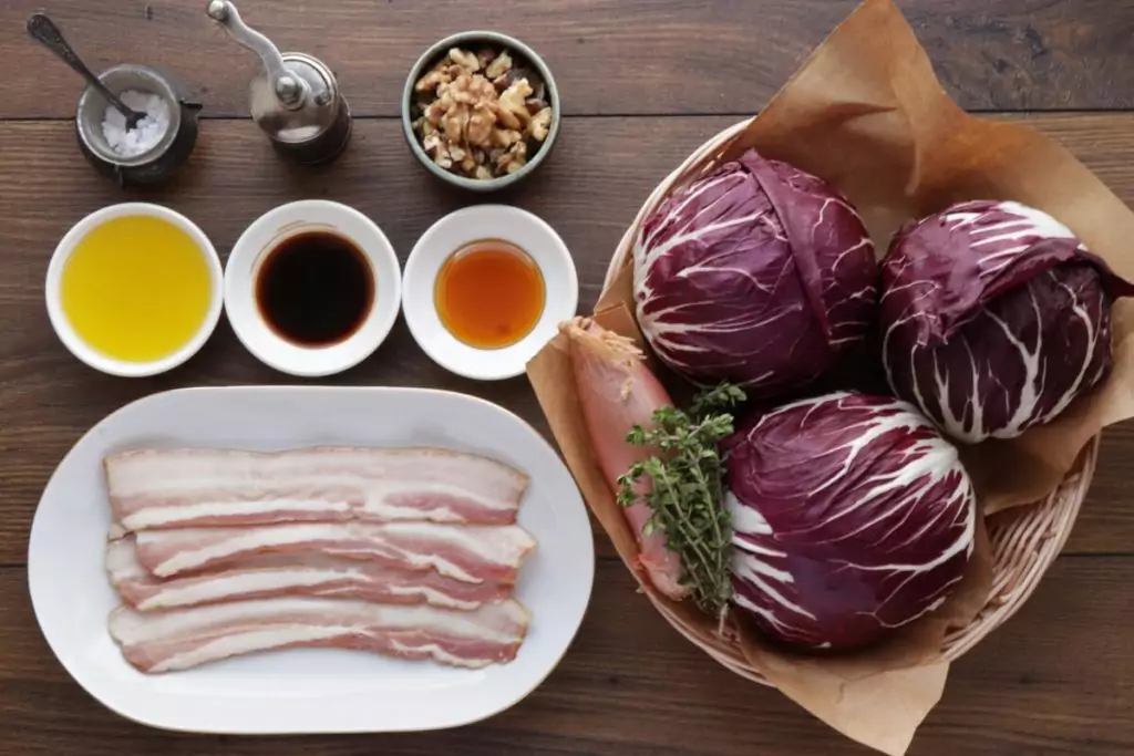 Ingredients for Roasted Balsamic Radicchio with Pancetta