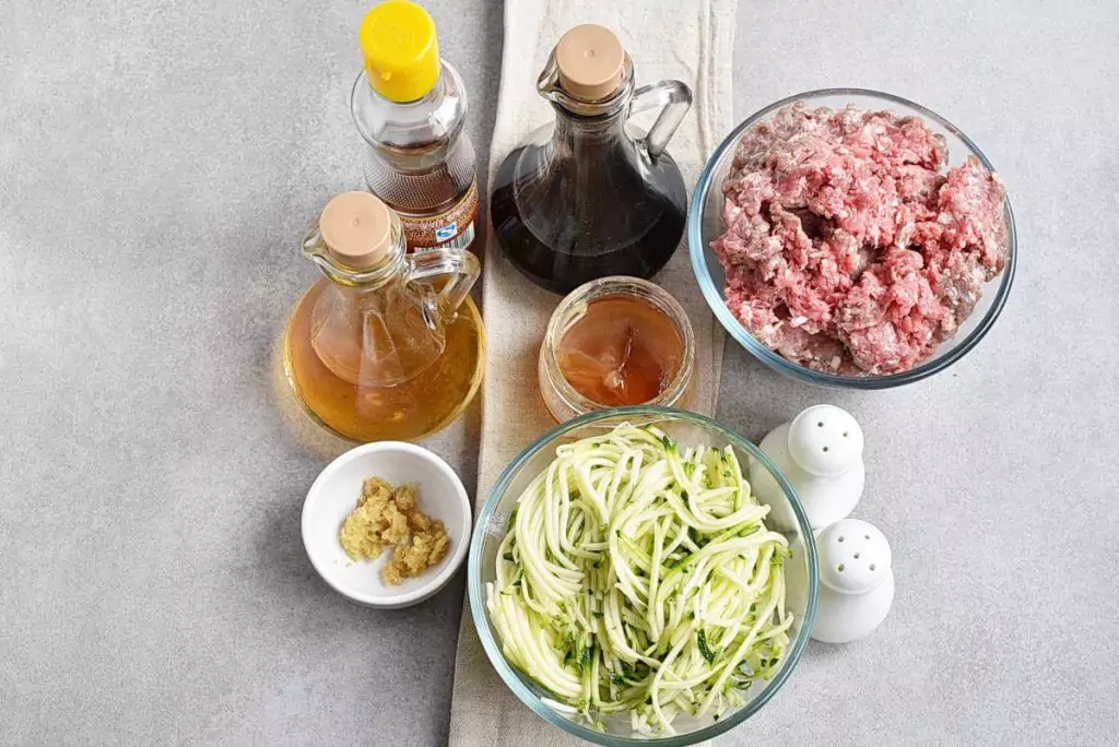 Ingredients for Sesame Ginger Beef Zucchini Noodles
