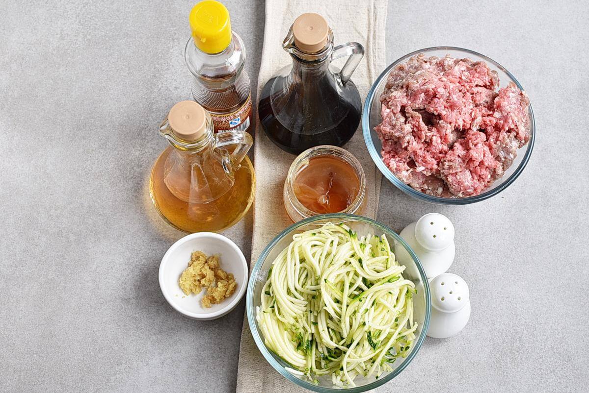 Ingridiens for Sesame Ginger Beef Zucchini Noodles