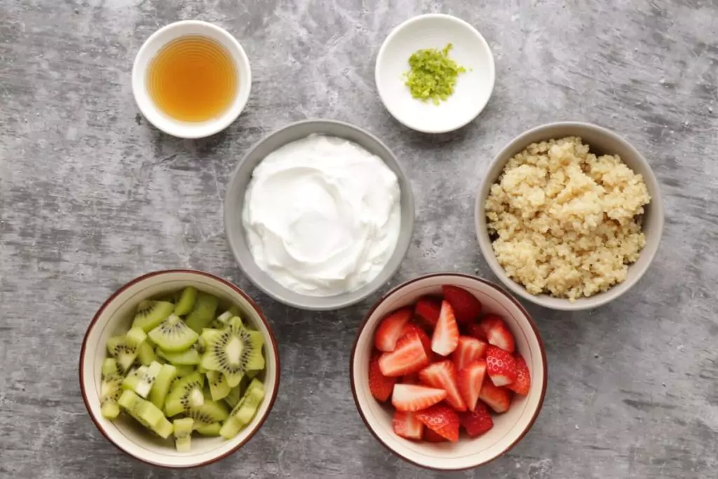 Ingredients for Strawberry Kiwi Quinoa Breakfast Parfait