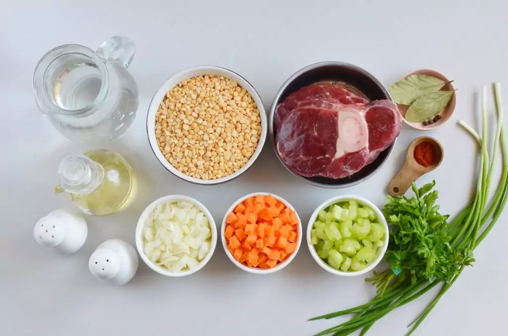Ingredients for Ukrainian Split Pea Soup