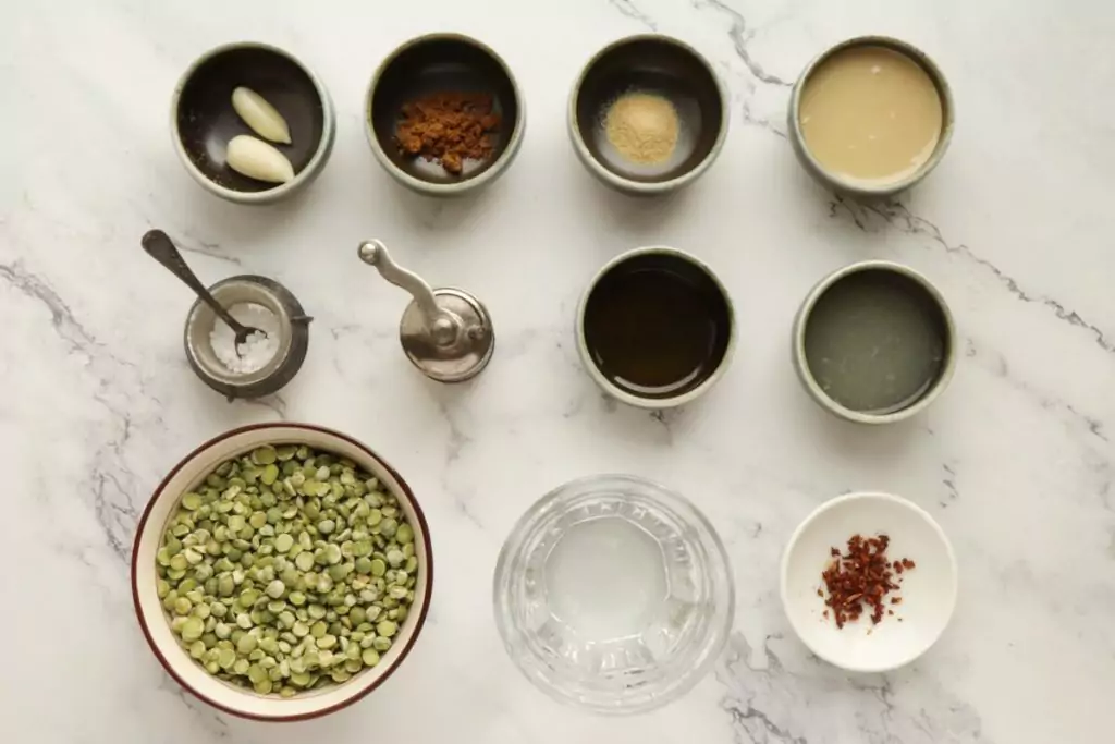 Ingredients for Vegan Green Split Pea Hummus