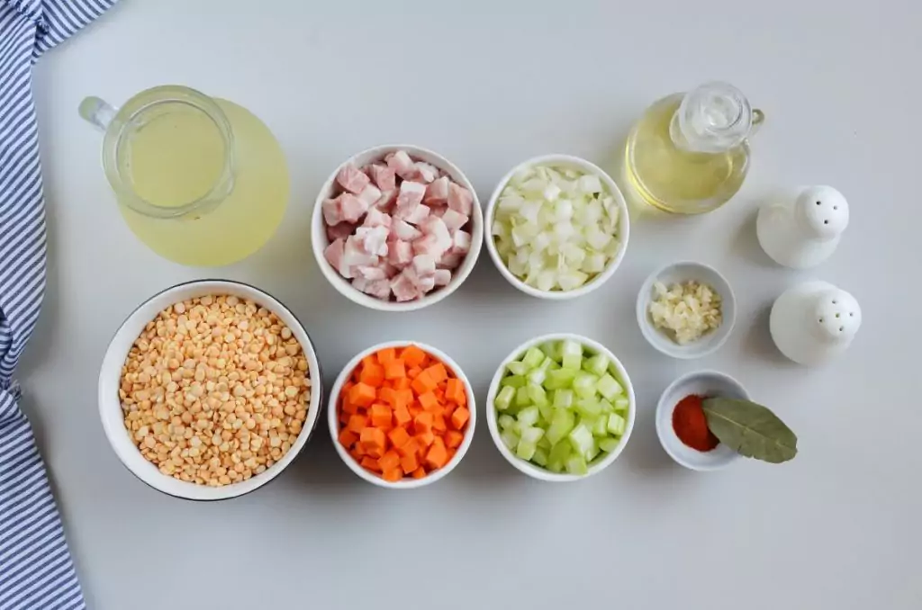 Ingredients for Yellow Split Pea and Bacon Soup