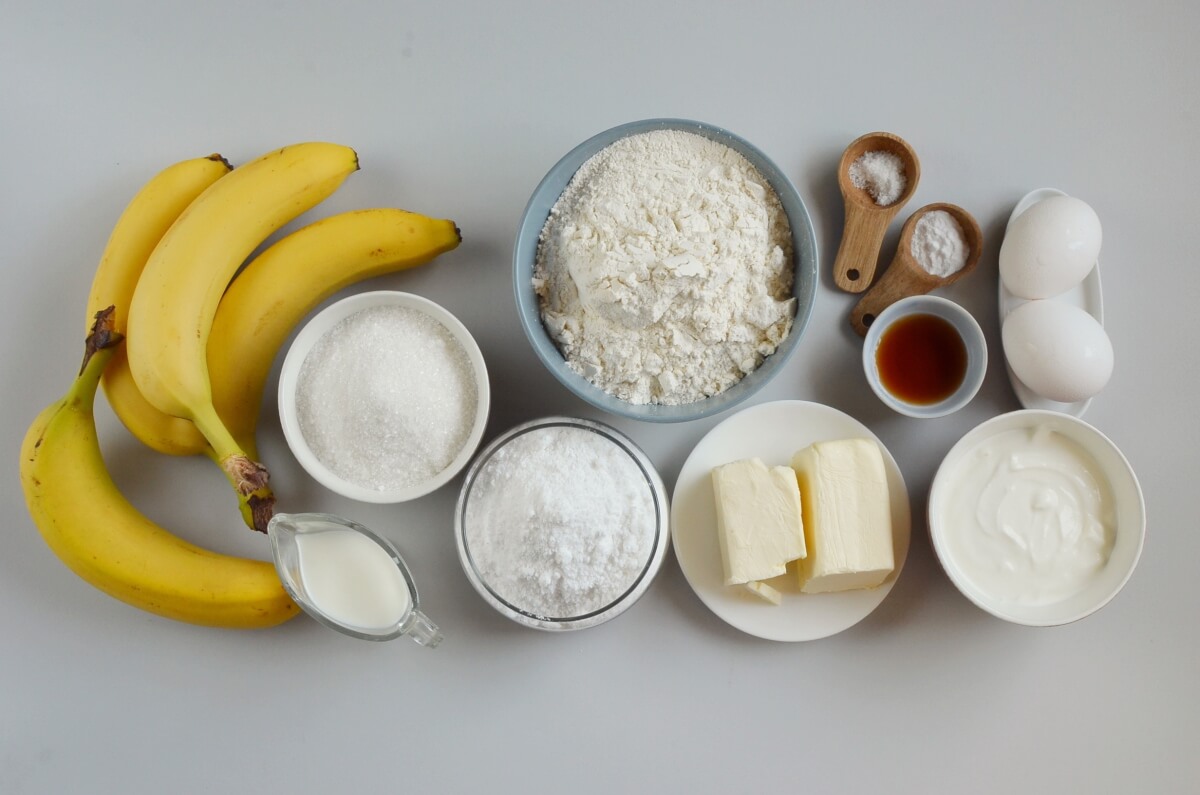 Ingridiens for Banana Bread with Brown Butter Frosting