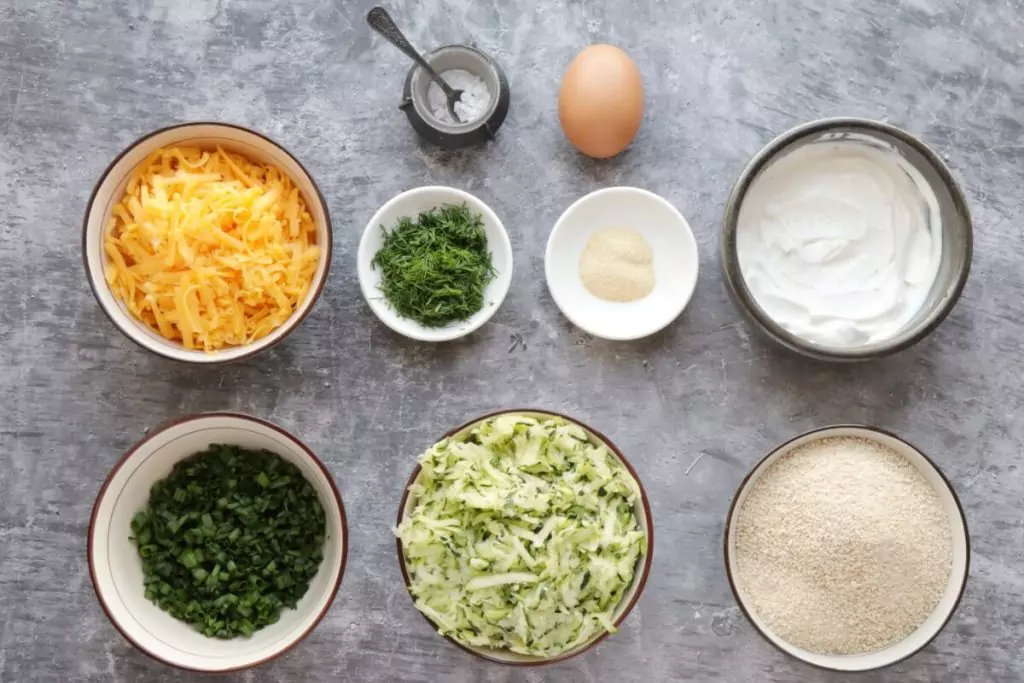 Ingredients for Cheesy Garlic Zucchini Bites